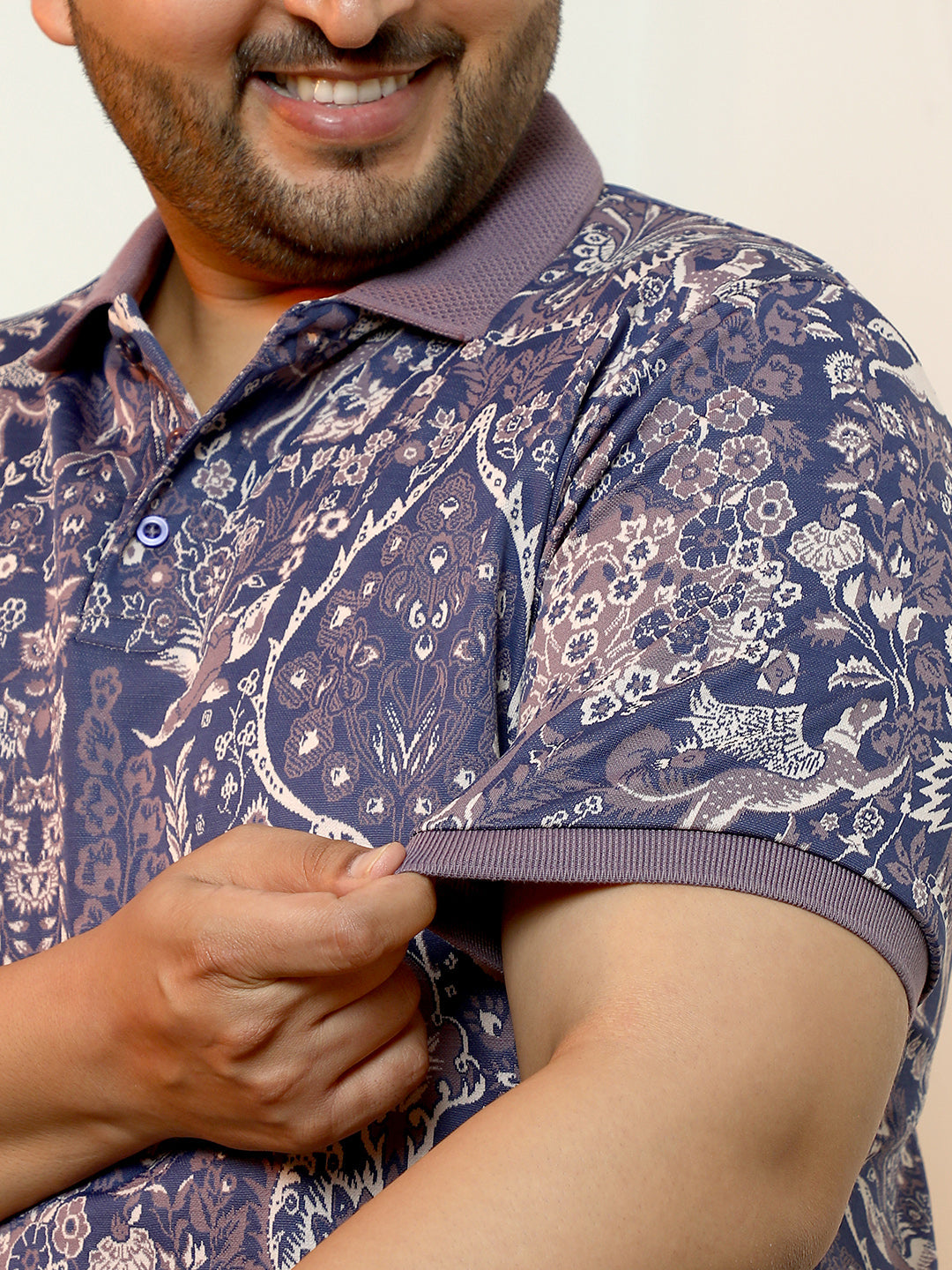 Indie Floral Jacquard-Knit Polo T-Shirt