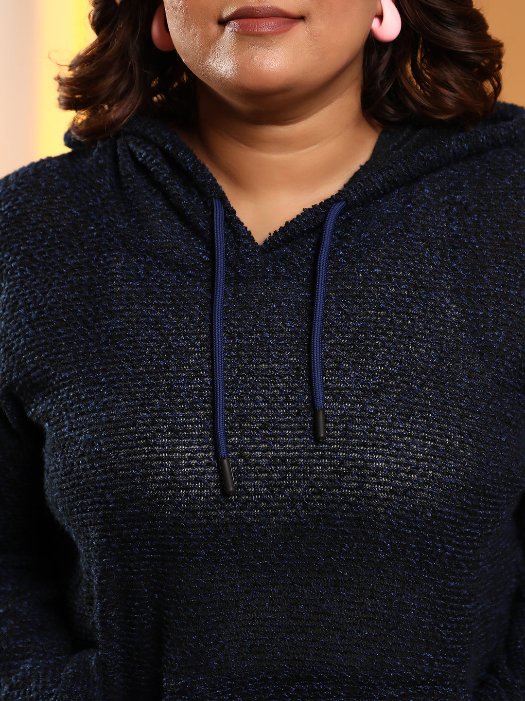 Textured-Knit Pullover Hoodie