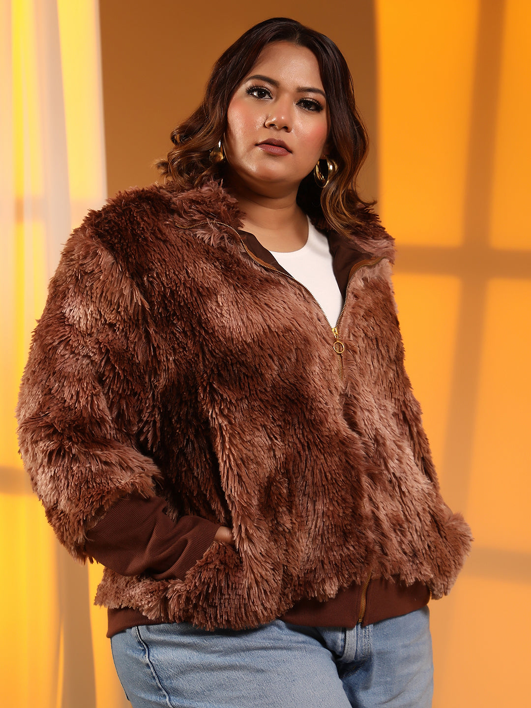 Faded Faux Fur Jacket