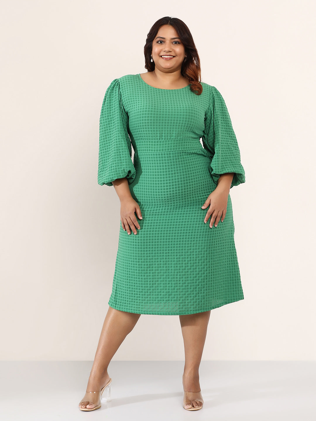 Open-Back Textured Midi Dress