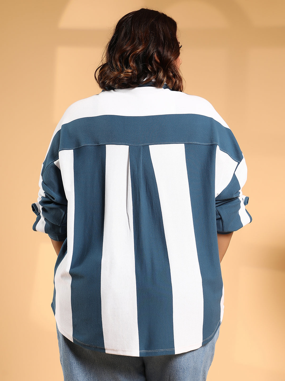 Balanced-Stripe Boxy Shirt