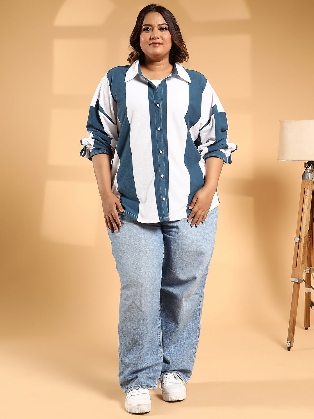 Balanced-Stripe Boxy Shirt