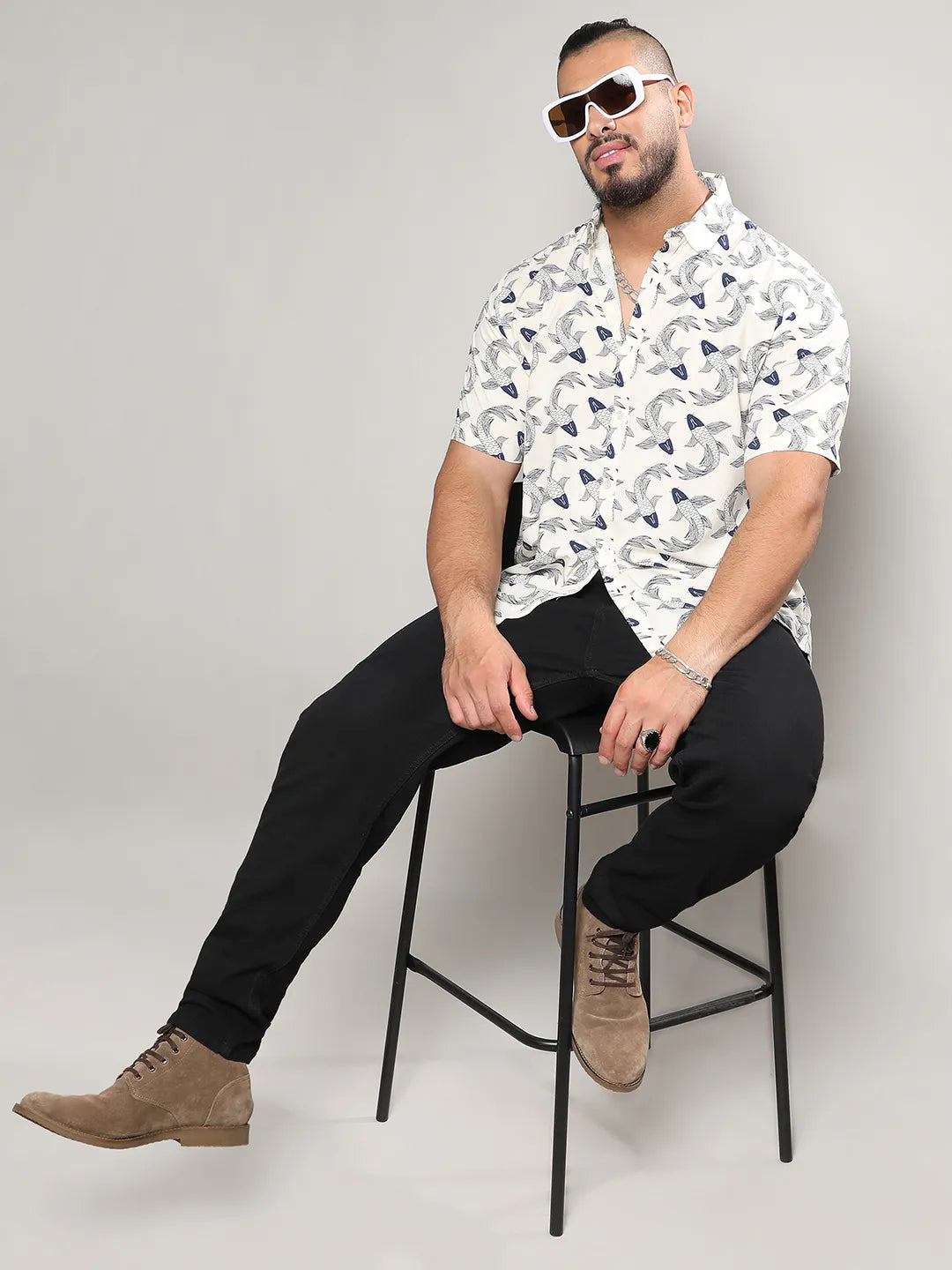 Fish Print Button Up Shirt