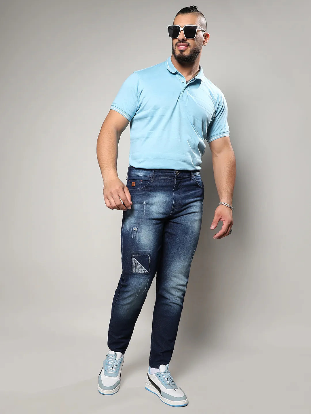 Front Patch Stylish Casual Denim Jeans