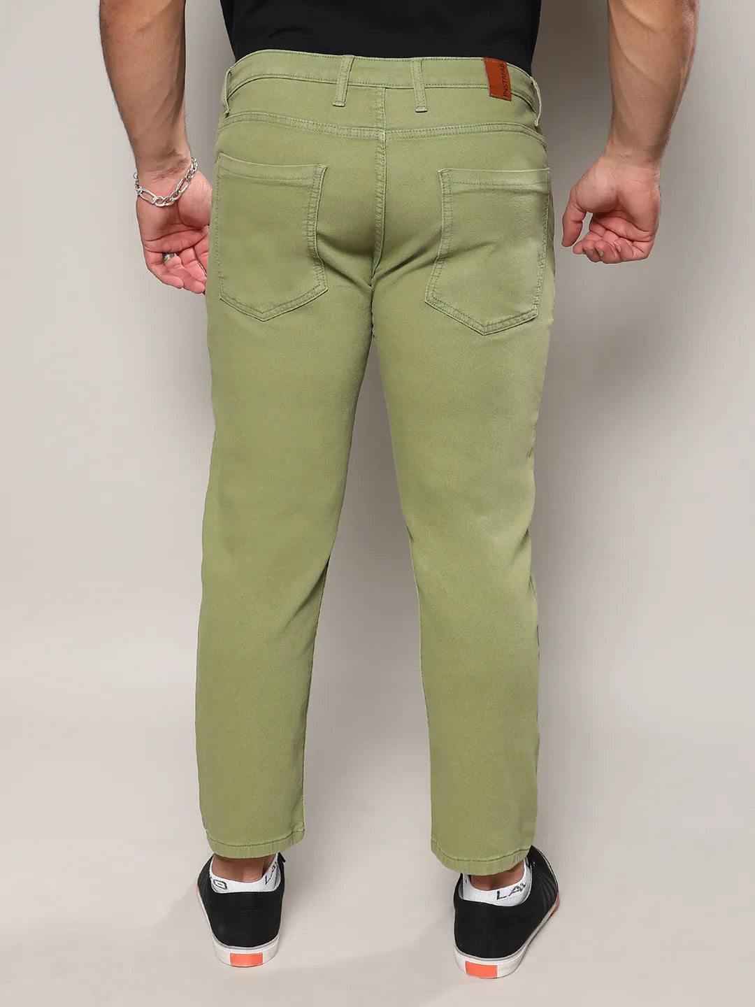 Green Solid Denim Jeans