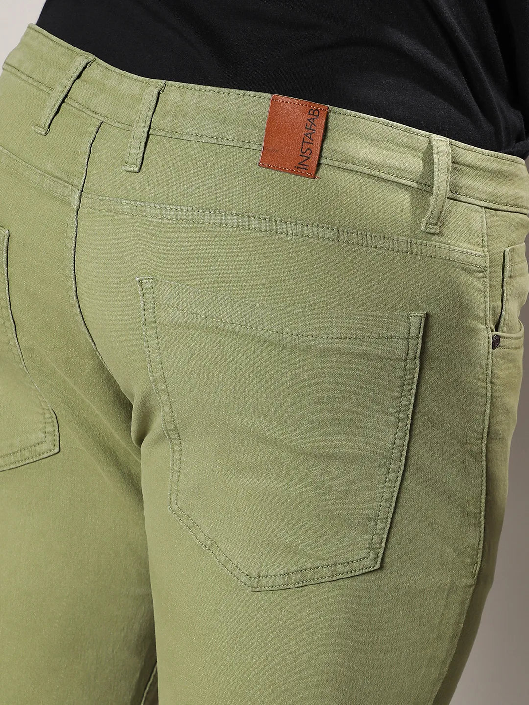 Green Solid Denim Jeans