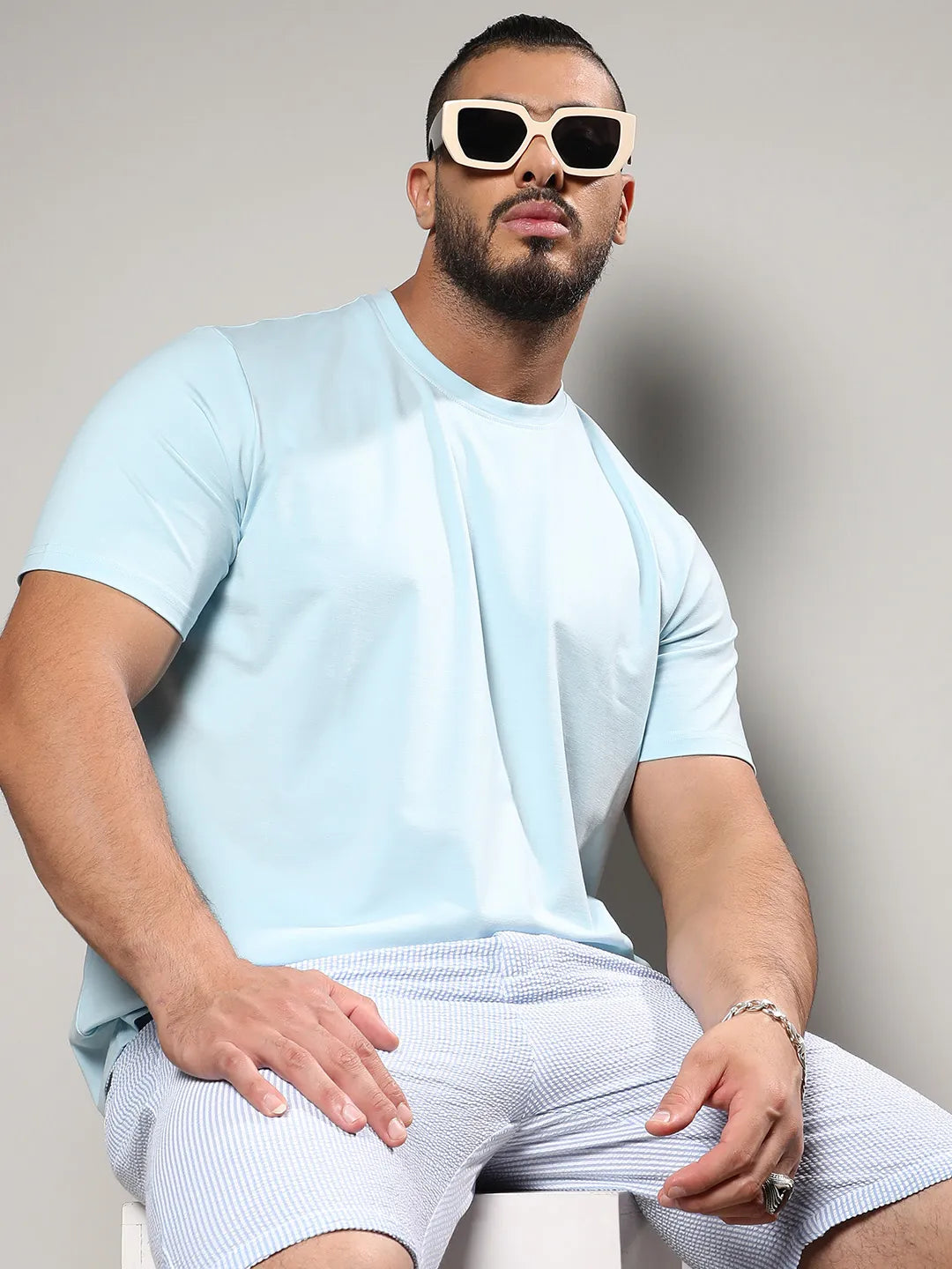 Icy Blue Basic Regular Fit T-Shirt