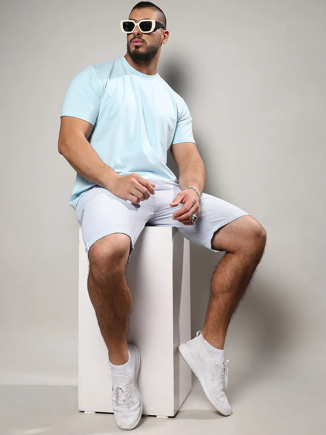 Icy Blue Basic Regular Fit T-Shirt