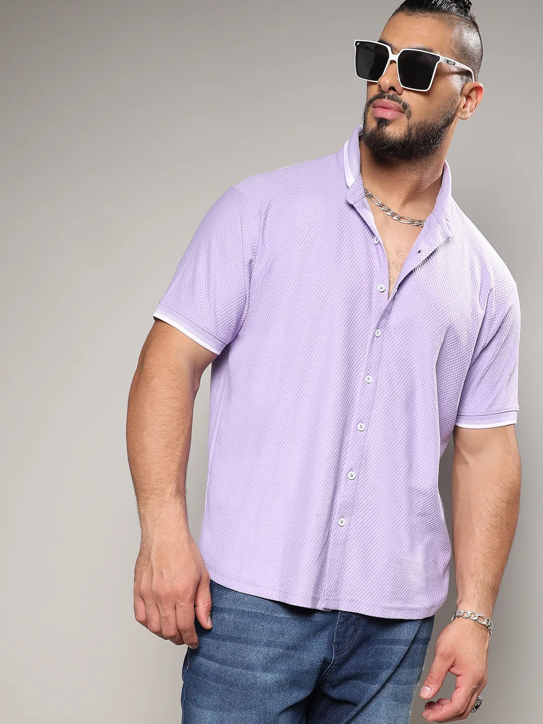 Lavender Contrast Hem Shirt