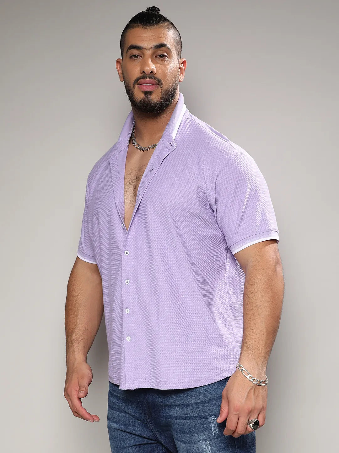 Lavender Contrast Hem Shirt