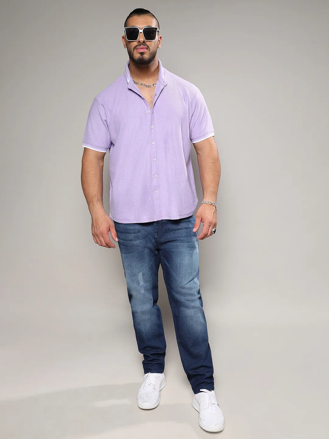 Lavender Contrast Hem Shirt