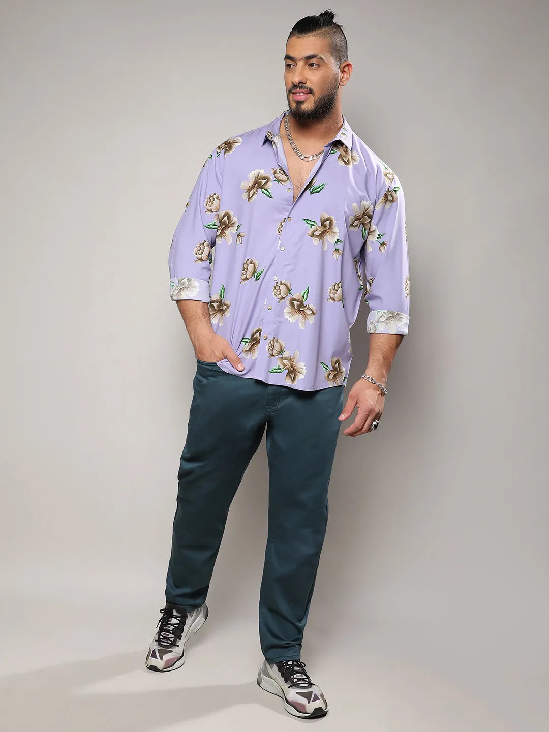 Lavender Floral Print Shirt