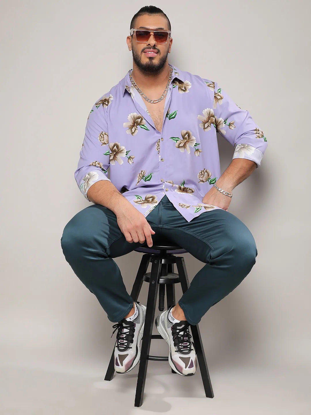 Lavender Floral Print Shirt