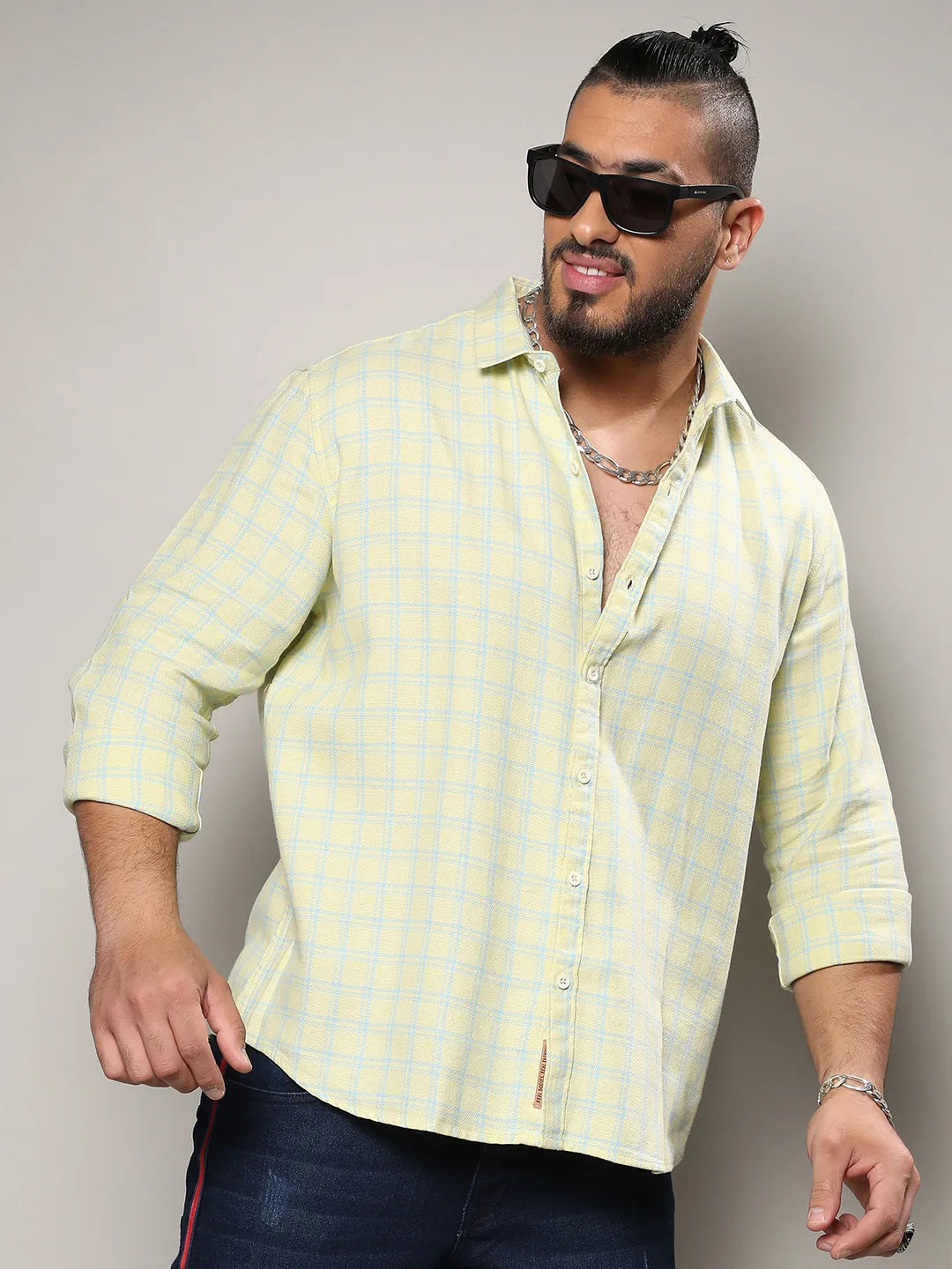 Lemon Yellow Tartan Plaid Shirt