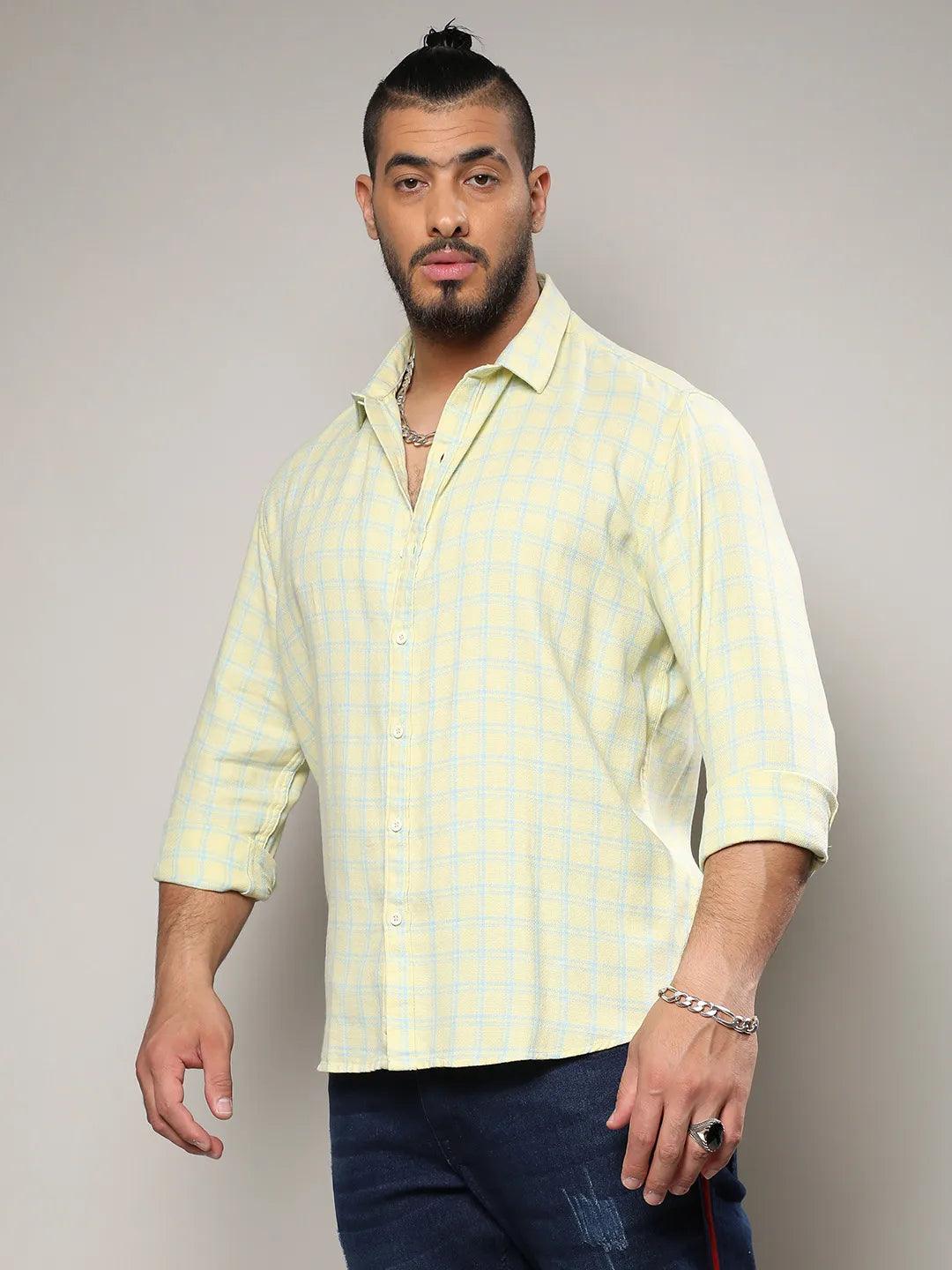 Lemon Yellow Tartan Plaid Shirt