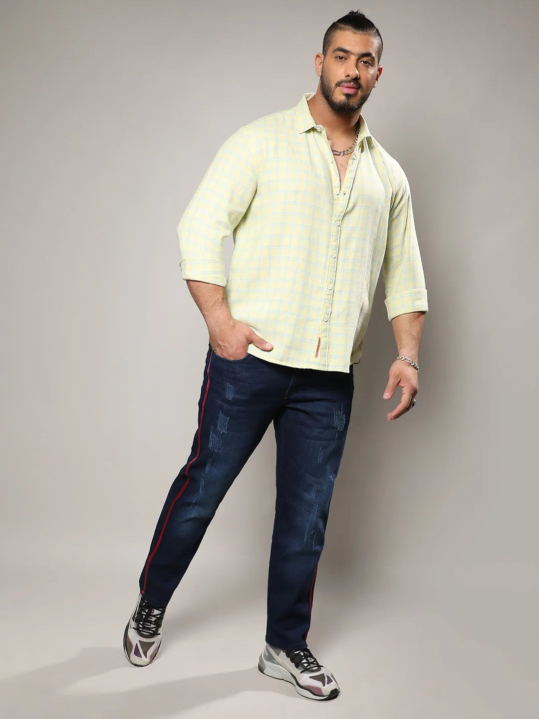 Lemon Yellow Tartan Plaid Shirt