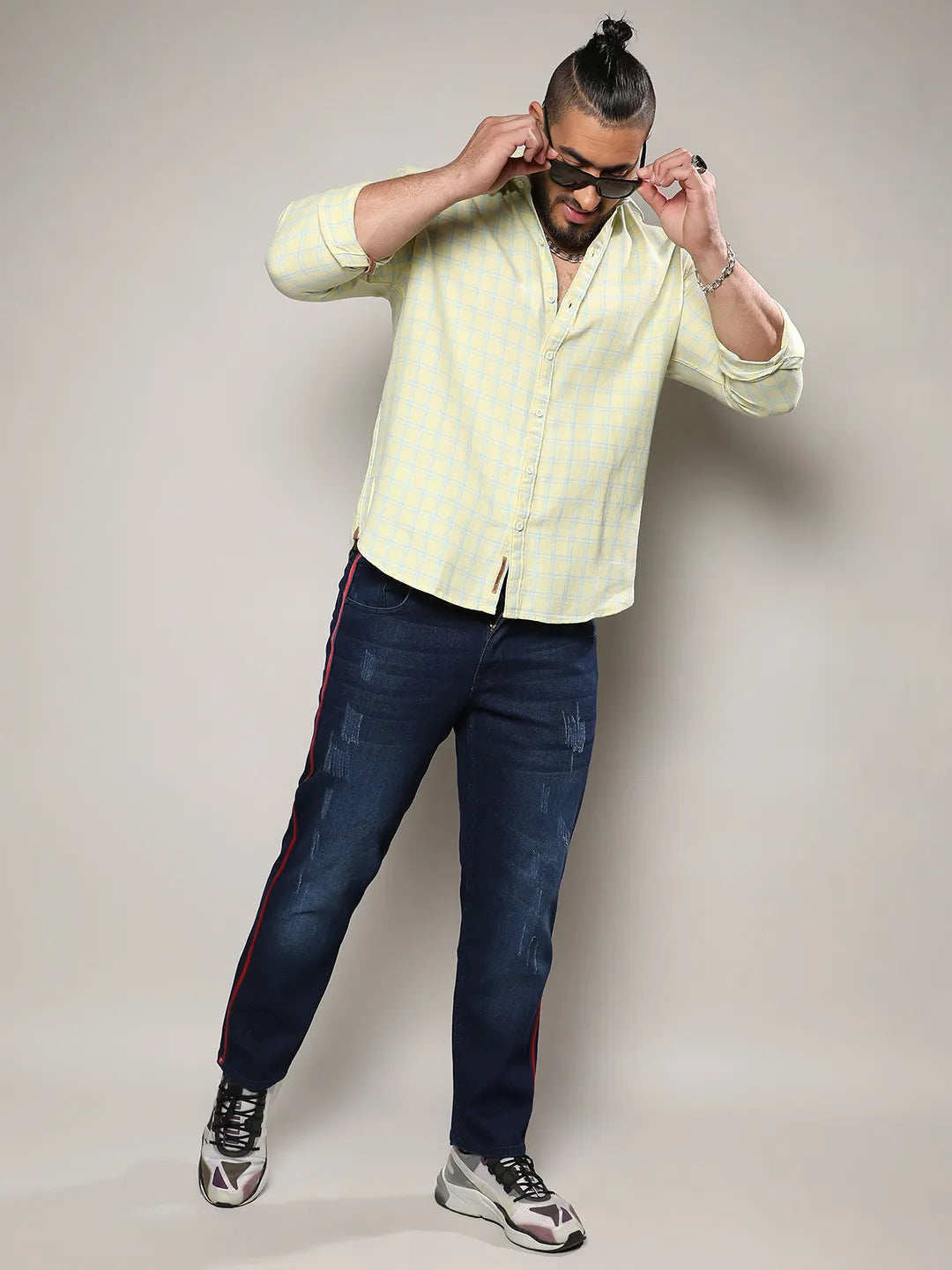 Lemon Yellow Tartan Plaid Shirt