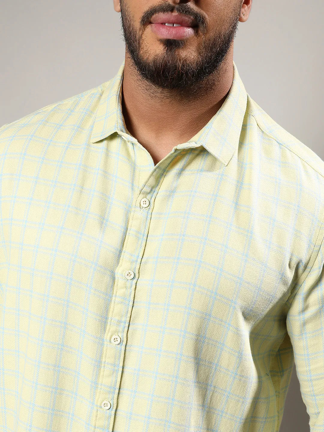 Lemon Yellow Tartan Plaid Shirt