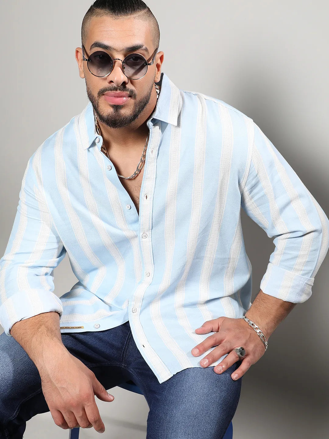 Light Blue Shadow Striped Shirt