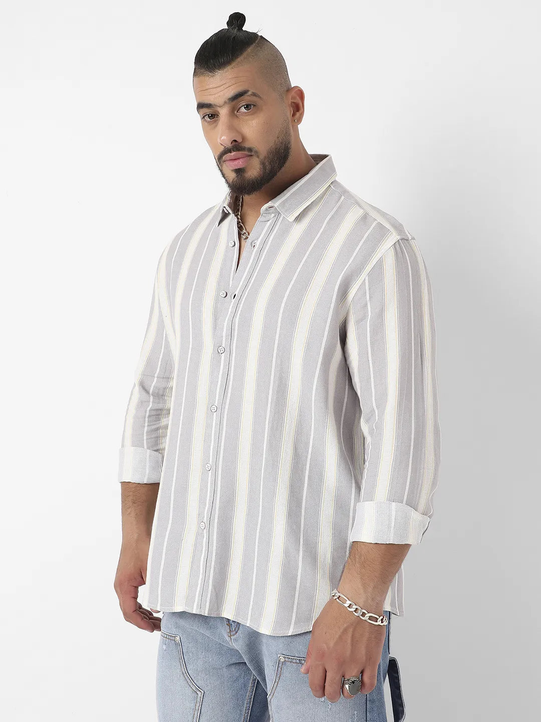 Light Grey Shadow Striped Shirt
