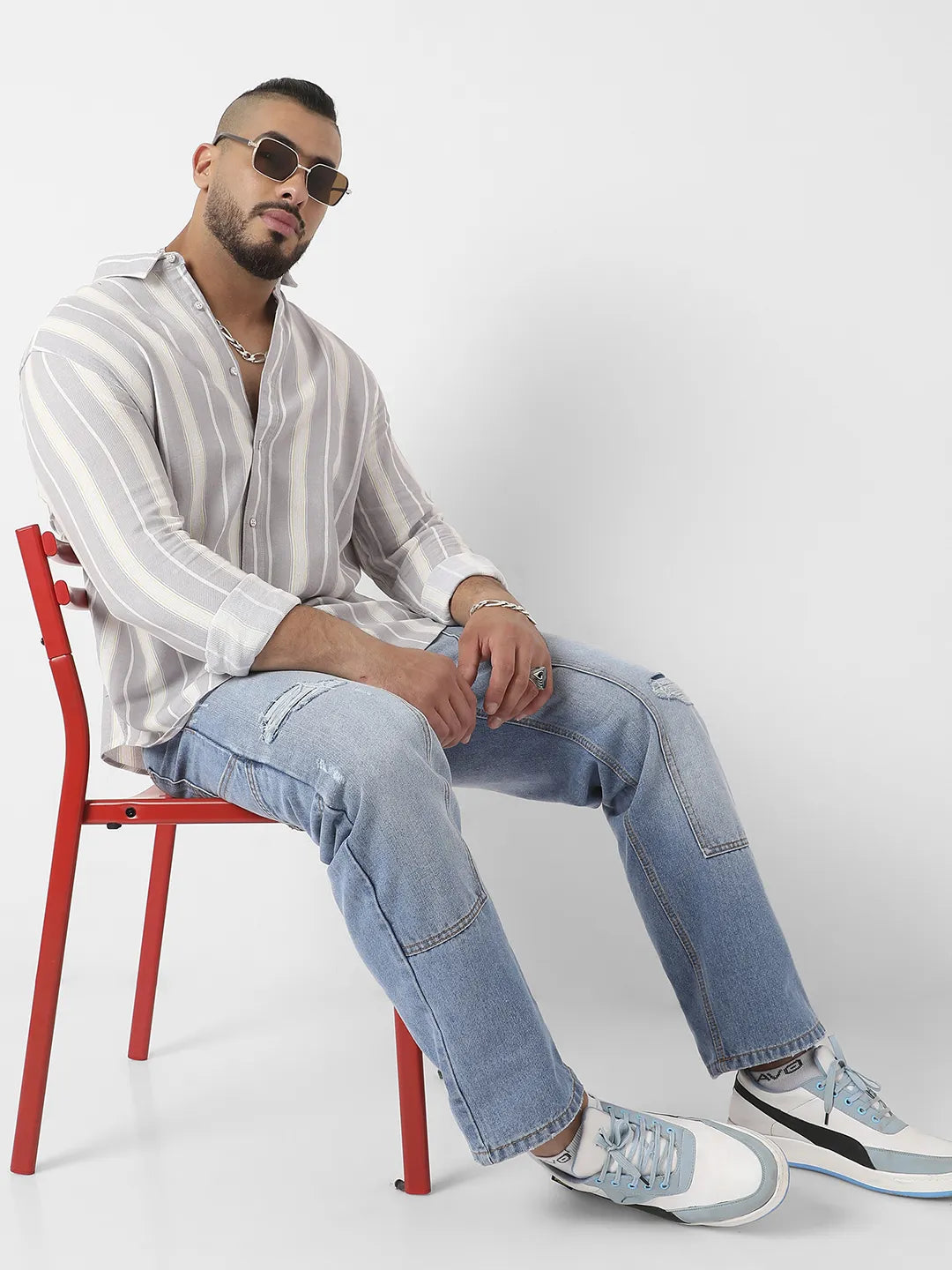 Light Grey Shadow Striped Shirt