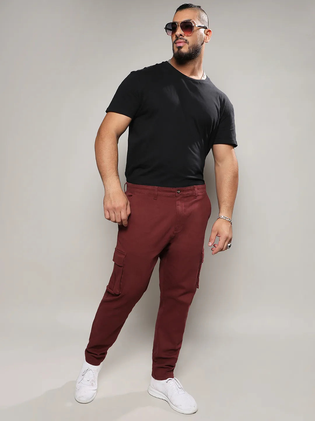 Maroon Cargo Trousers