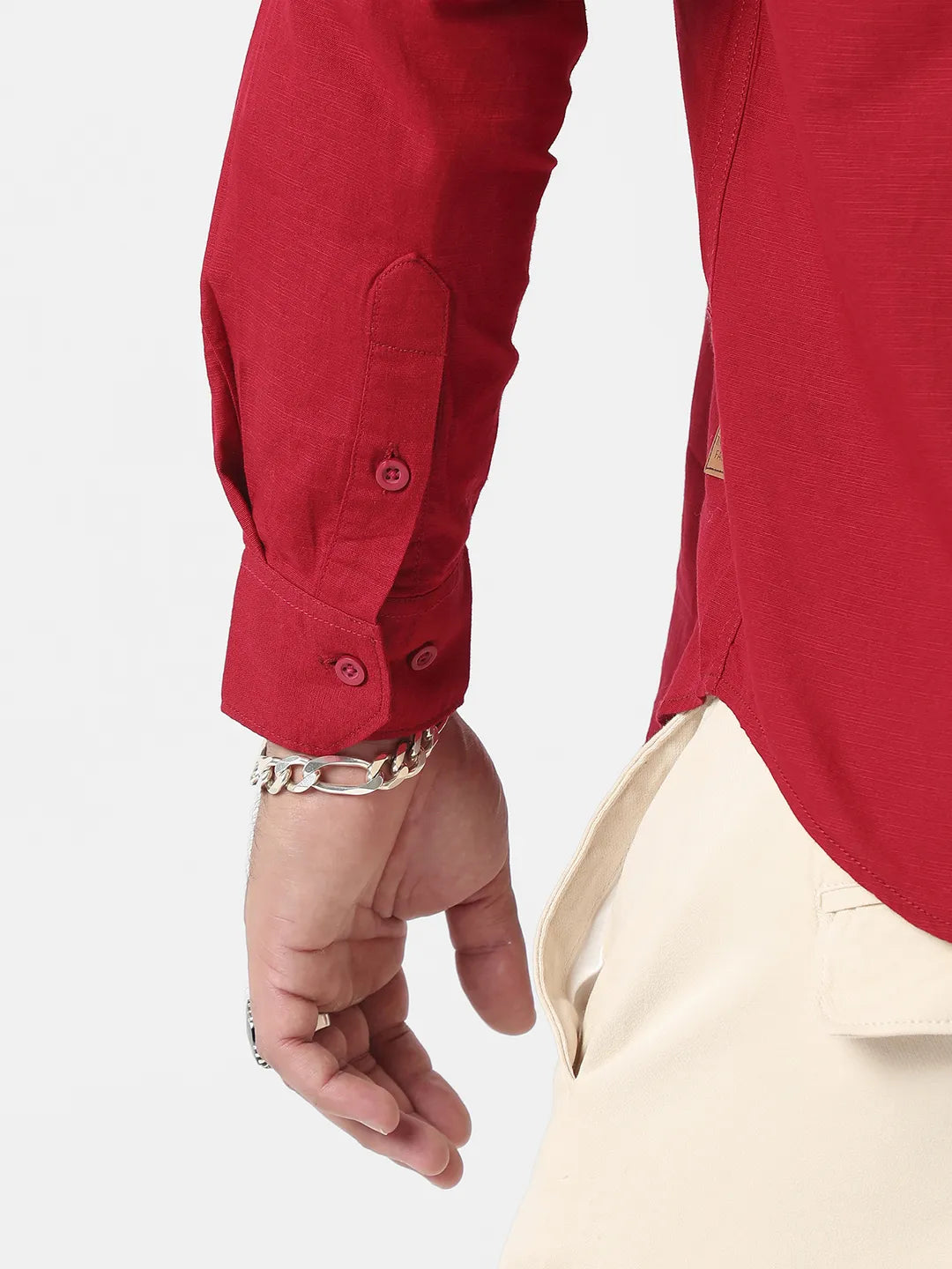 Solid Red Full Sleeve Casual Shirt