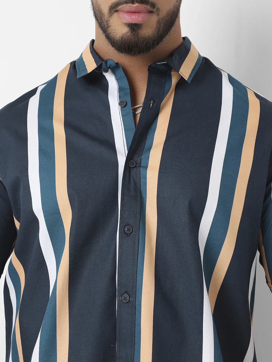 Striped Half Sleeve Casual Shirt