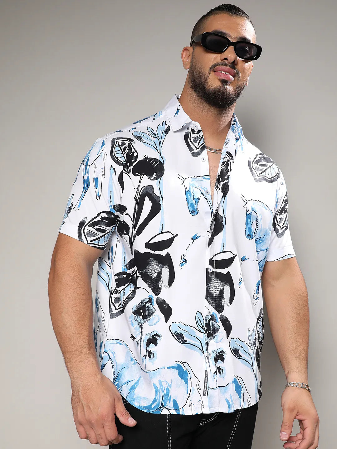 Black & Blue Foliage Horse Shirt