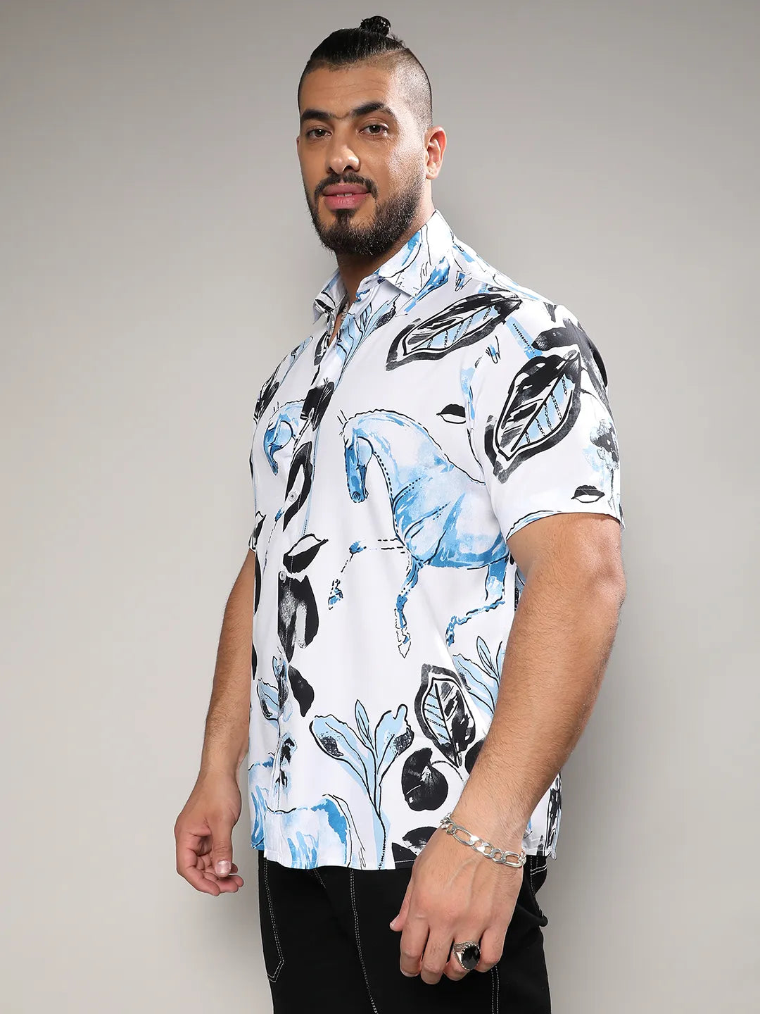 Black & Blue Foliage Horse Shirt