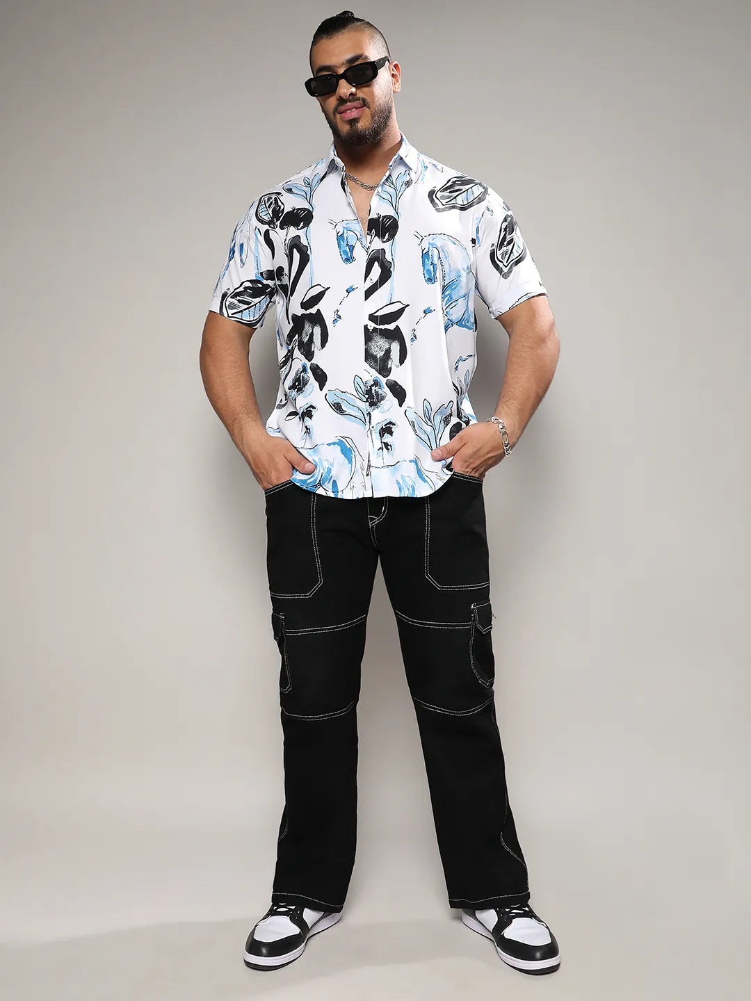 Black & Blue Foliage Horse Shirt