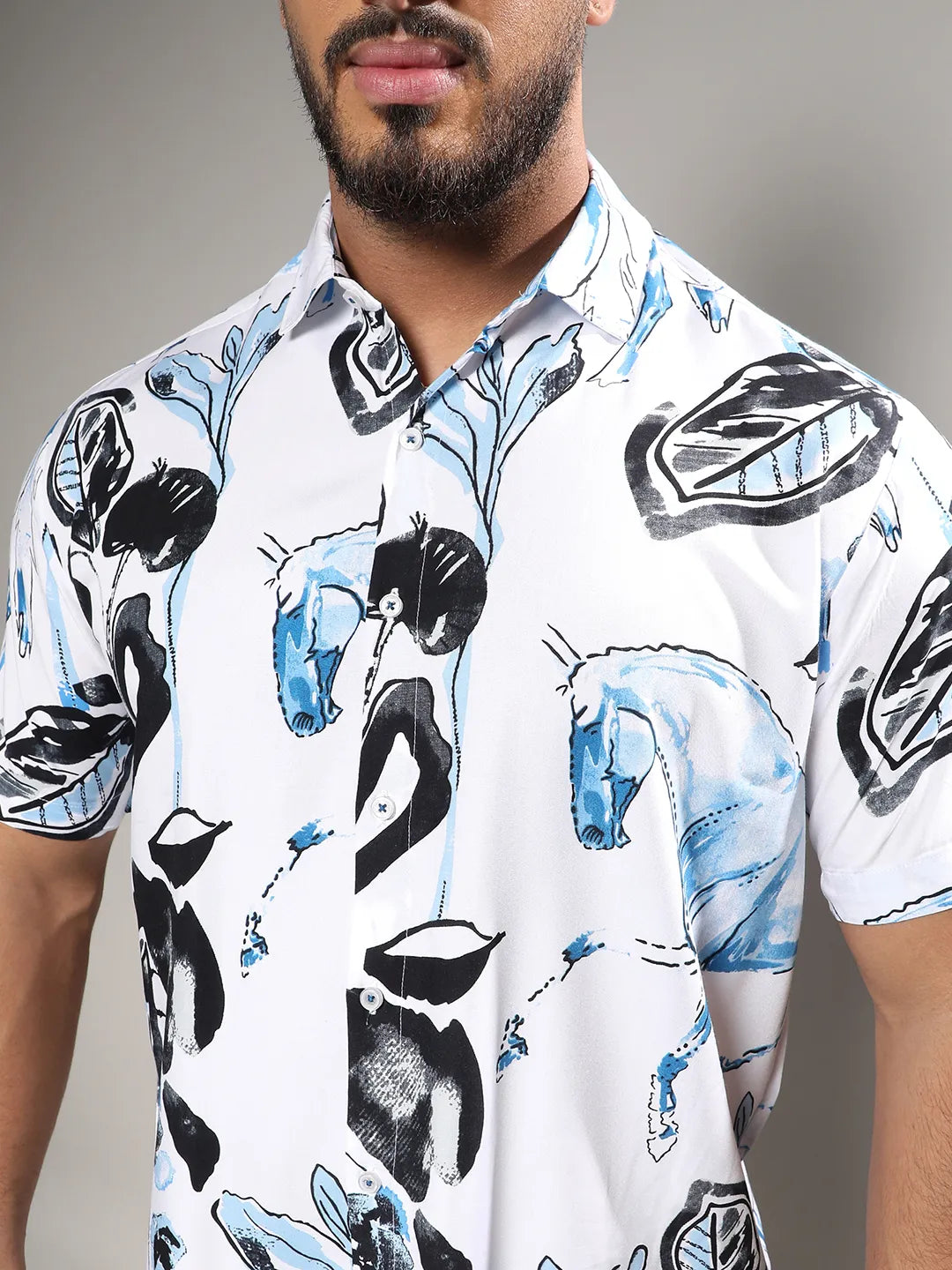 Black & Blue Foliage Horse Shirt