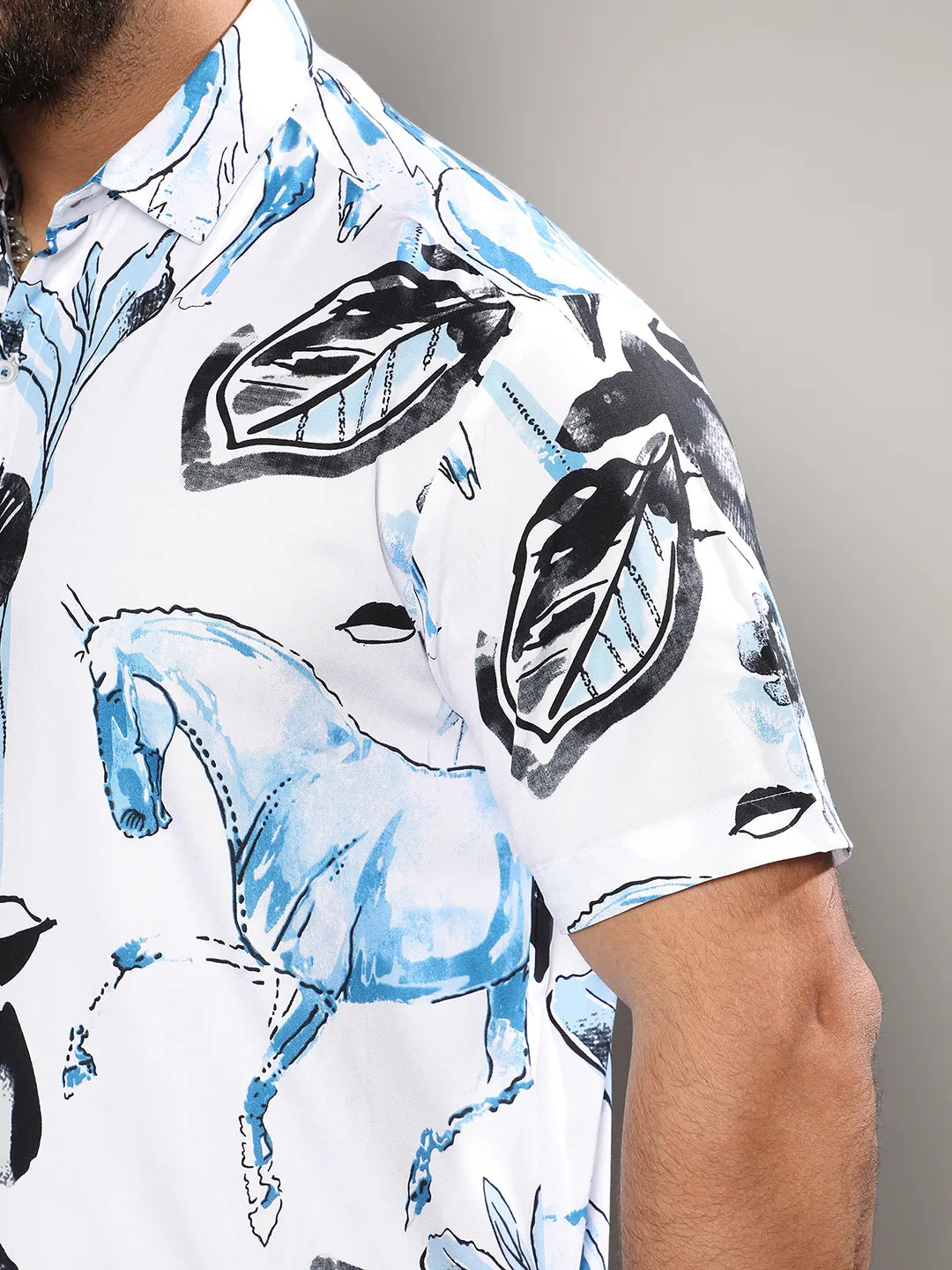 Black & Blue Foliage Horse Shirt