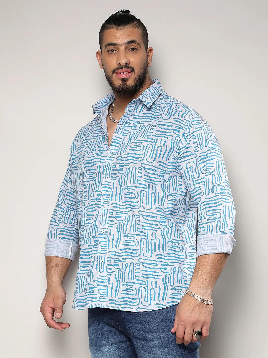 Blue Contrast Lines Shirt