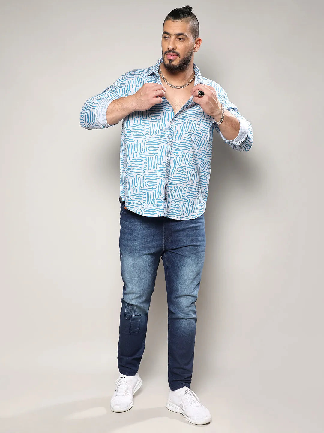 Blue Contrast Lines Shirt