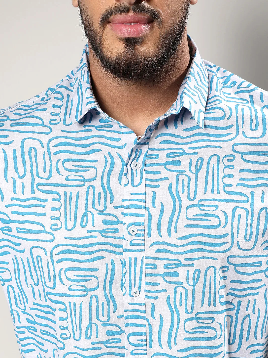 Blue Contrast Lines Shirt