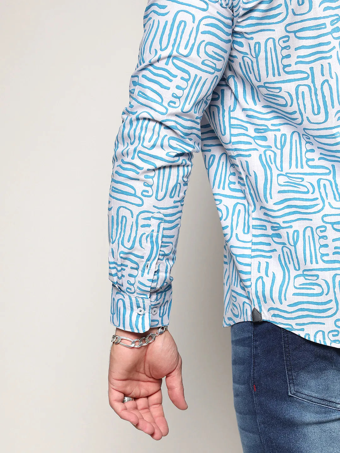 Blue Contrast Lines Shirt