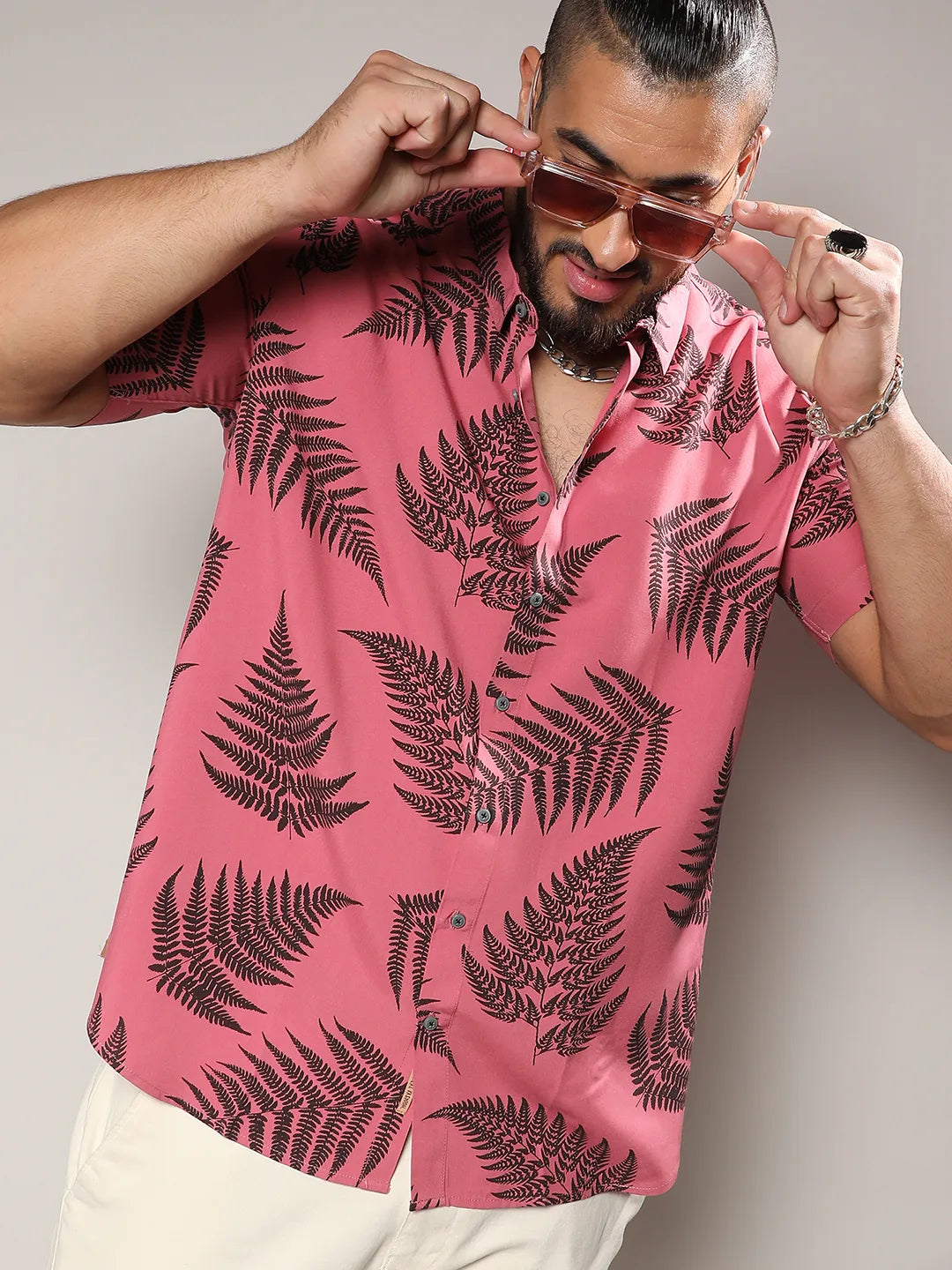 Brown Contrast Fern Shirt