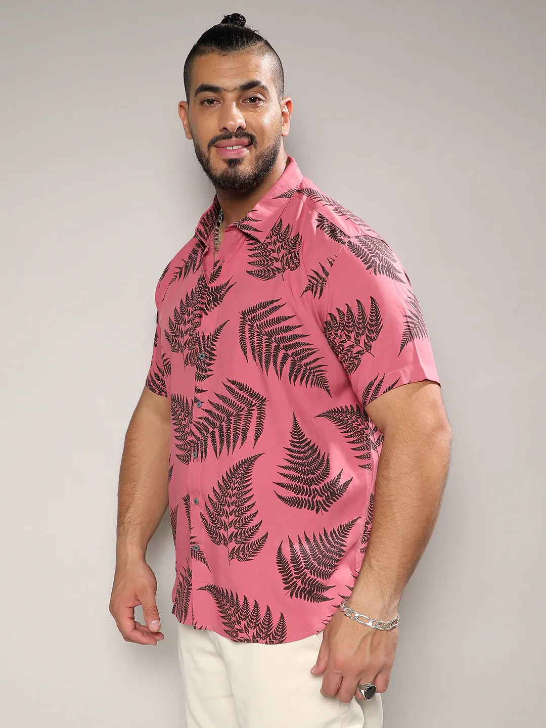 Brown Contrast Fern Shirt