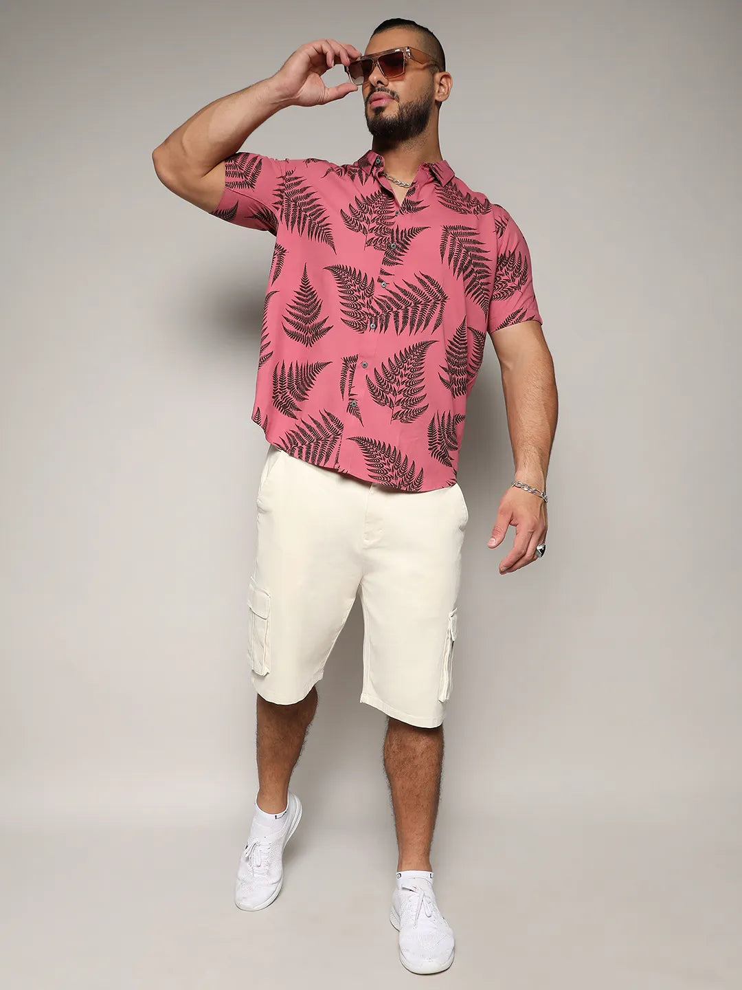 Brown Contrast Fern Shirt