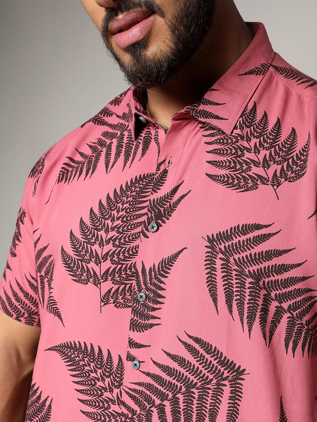 Brown Contrast Fern Shirt