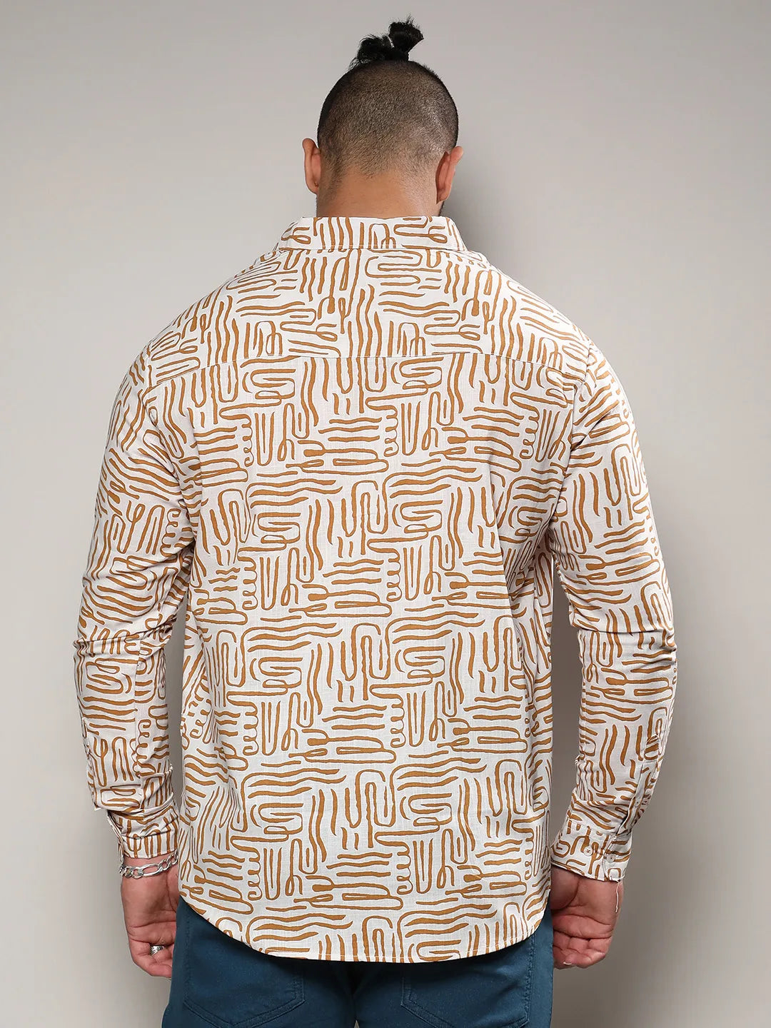 Brown Contrast Lines Shirt