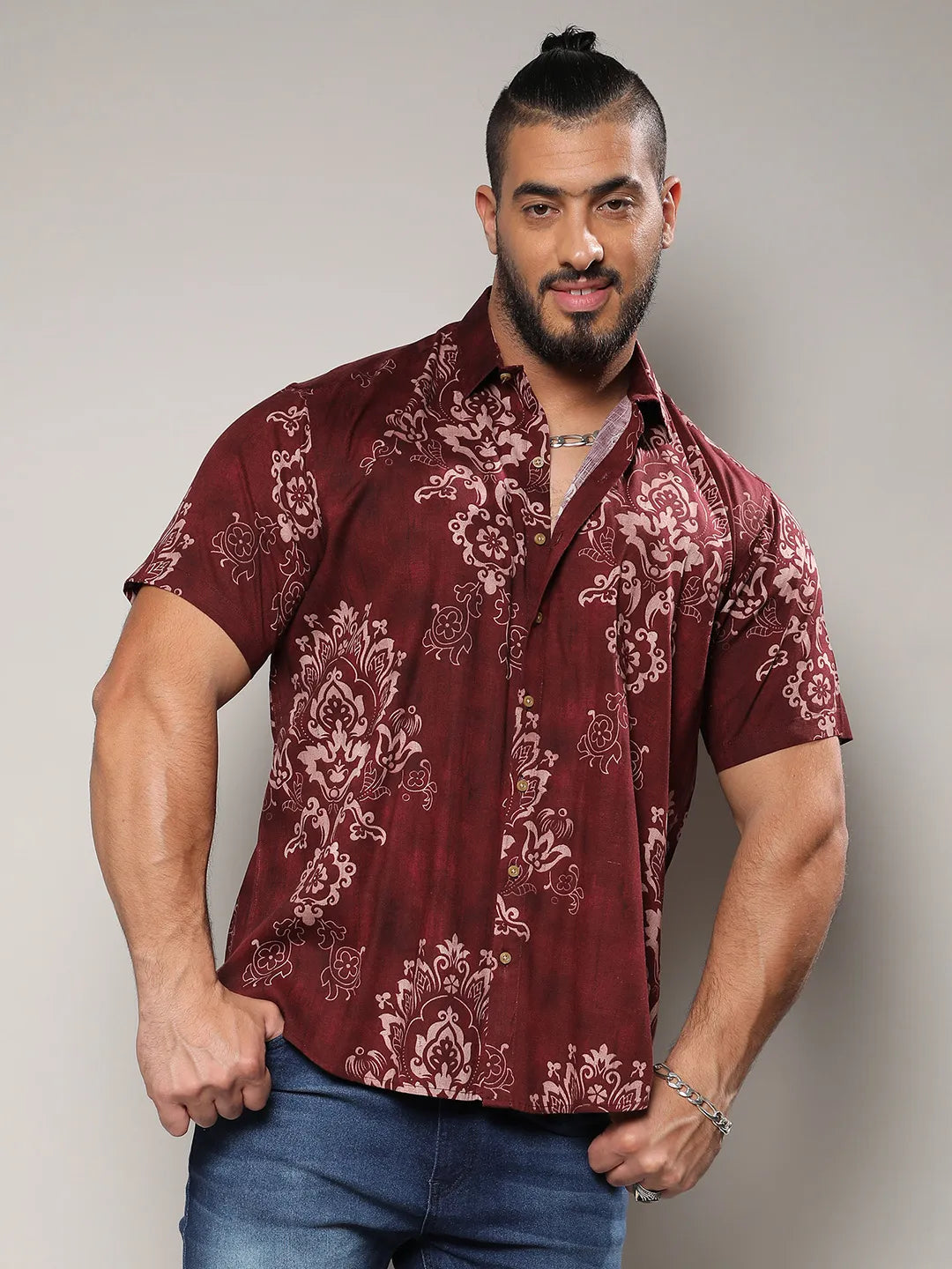 Brown Ethnic Motif Shirt