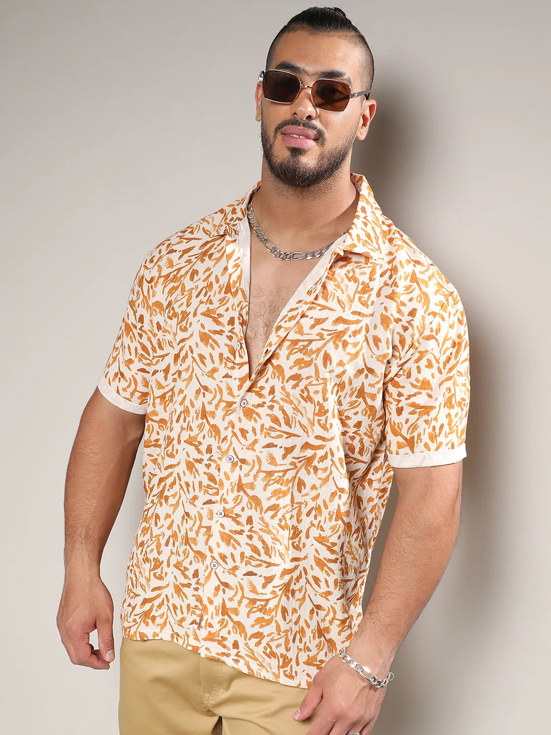 Brown Foliage Strokes Shirt