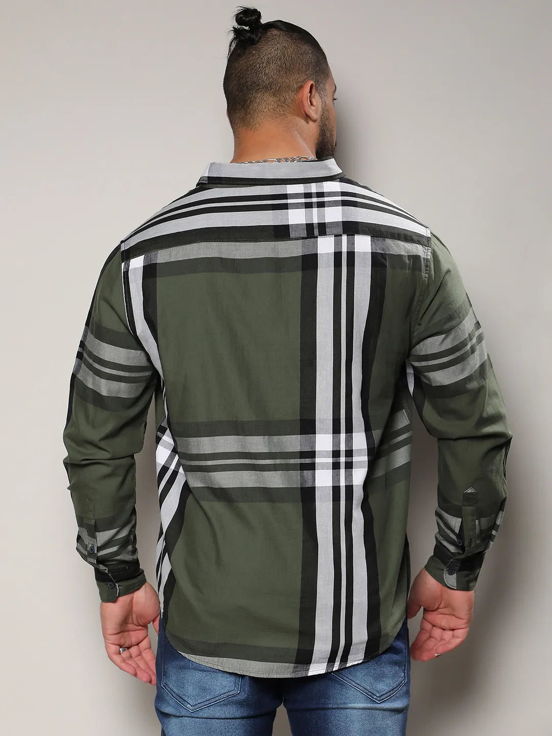 Dark Green Tartan Plain Shirt
