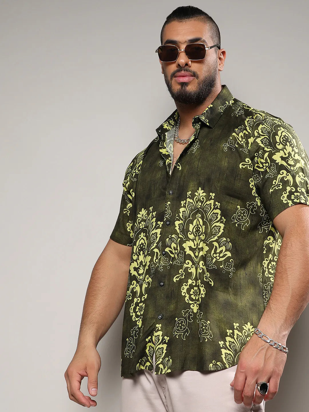 Forest Green Ethnic Motif Shirt