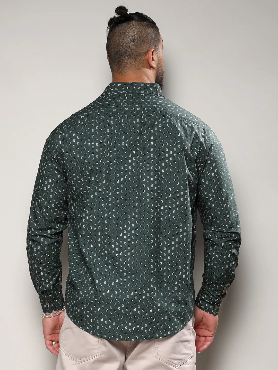Forest Green Micro Flower Shirt