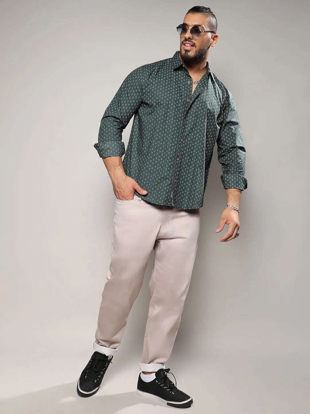 Forest Green Micro Flower Shirt