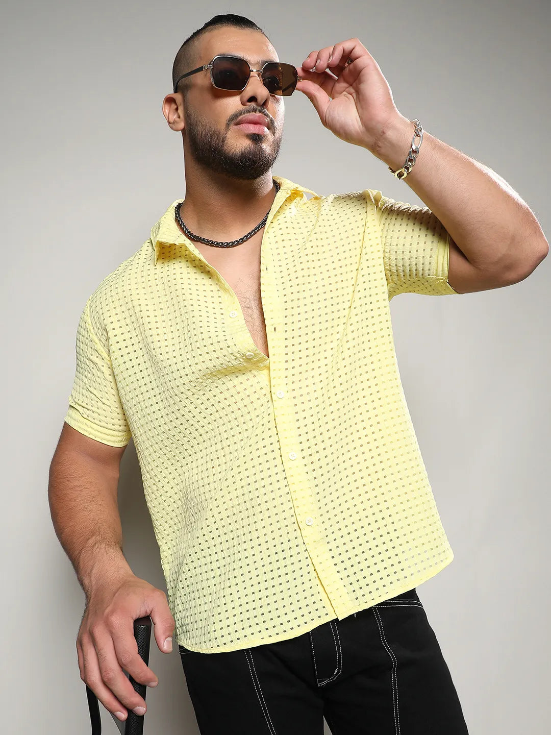 Lemon Yellow See-Through Square Shirt