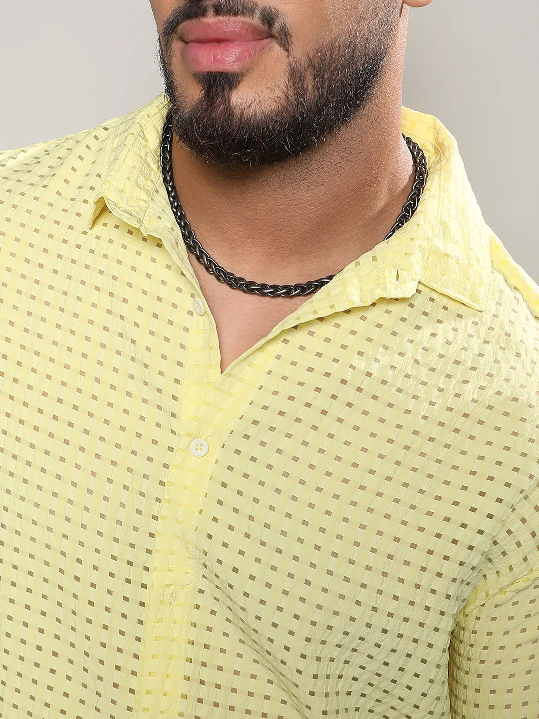 Lemon Yellow See-Through Square Shirt